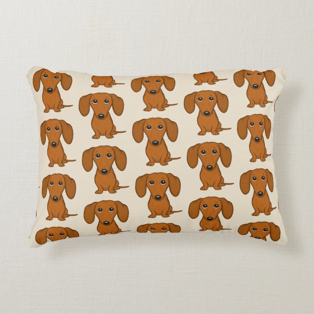 Cute Dachshunds Pattern Accent Kussen (Voorkant)
