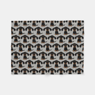 Cute Dachshunds Pattern Black en Tan Wiener Dog Fleece Deken