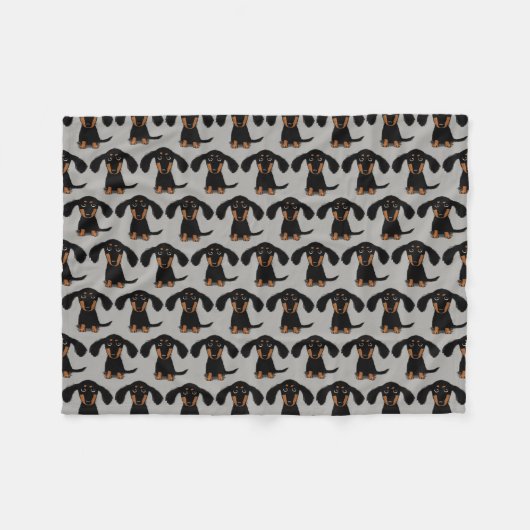 Cute Dachshunds Pattern Black en Tan Wiener Dog Fleece Deken (Voorkant (Horizontaal))