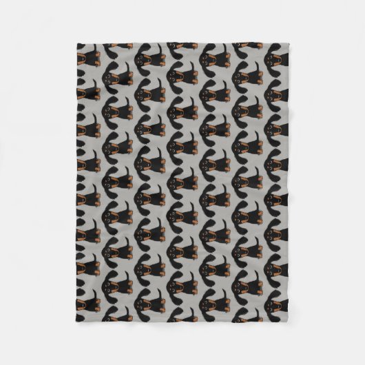 Cute Dachshunds Pattern Black en Tan Wiener Dog Fleece Deken (Voorkant)