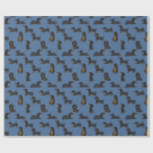 Cute Dachshunds Pattern met Blue Background Cadeaupapier (Vlak)