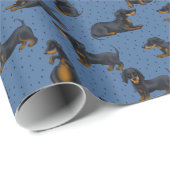 Cute Dachshunds Pattern met Blue Background Cadeaupapier (Rol Hoek)