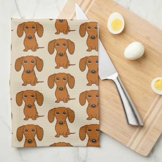 Cute Dachshunds Pattern Theedoek (Quarter Fold)