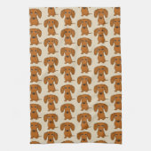Cute Dachshunds Pattern Theedoek (Verticaal)