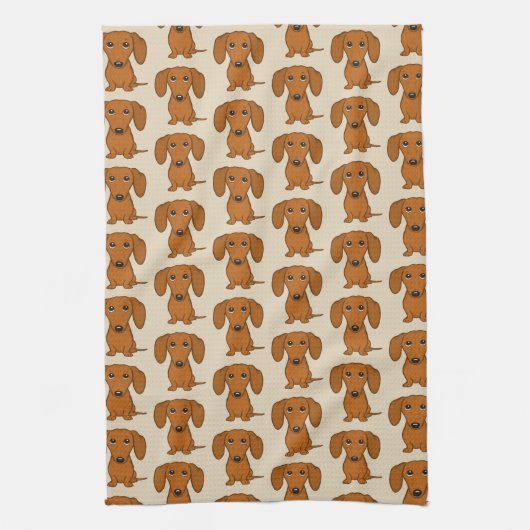 Cute Dachshunds Pattern Theedoek (Verticaal)