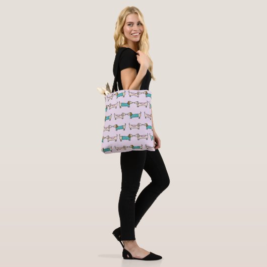 Cute dachshunds tote bag (Op model)