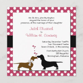 Cute Dachshunds Wedding Invitation Kaart