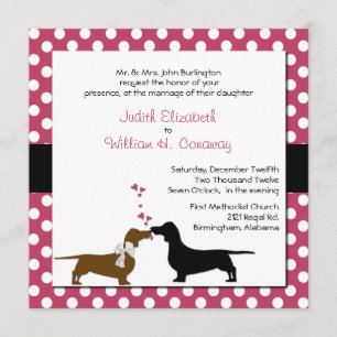 Cute Dachshunds Wedding Invitation Kaart