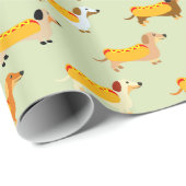 Cute Dachshunds Weiner Dog Hot Dog Funny Patroon Cadeaupapier (Rol Hoek)