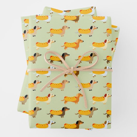 Cute Dachshunds Weiner Dog Hot Dog Funny Patroon Inpakpapier Vel (In situ)