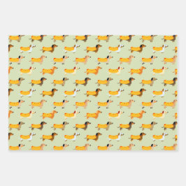 Cute Dachshunds Weiner Dog Hot Dog Funny Patroon Inpakpapier Vel