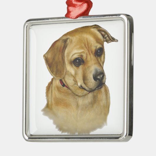 Cute Dachsy-Terrier Mix Dog Metalen Ornament (Links)