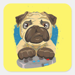 Cute Dad Pug Dog-videospellen Vierkante Sticker