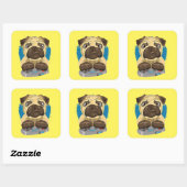 Cute Dad Pug Dog-videospellen Vierkante Sticker (Vel)