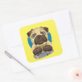Cute Dad Pug Dog-videospellen Vierkante Sticker (Envelop)