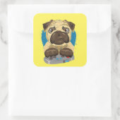 Cute Dad Pug Dog-videospellen Vierkante Sticker (Tas)