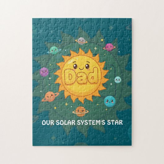 Cute Dad Solar System Star Space Cartoon Legpuzzel (Verticaal)