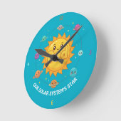 Cute Dad Solar System Star Space Cartoon Ronde Klok (Hoek)
