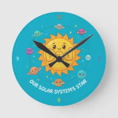 Cute Dad Solar System Star Space Cartoon Ronde Klok (Voorkant)