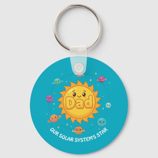 Cute Dad Solar System Star Space Cartoon Sleutelhanger (Voorkant)