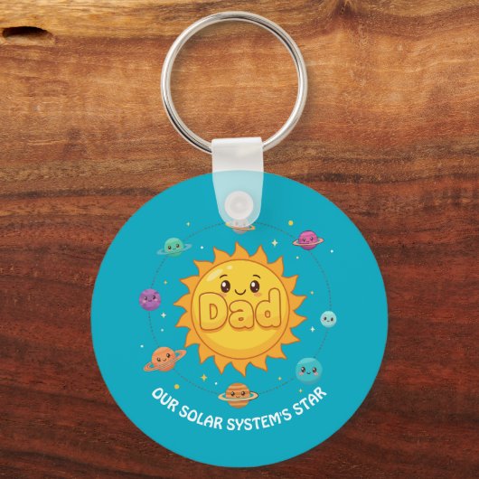 Cute Dad Solar System Star Space Cartoon Sleutelhanger (Voorkant)