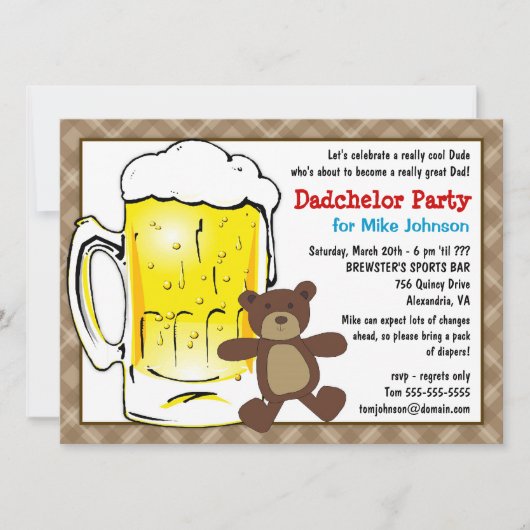 Cute Dadchelor Party Invitations - Diaper Kegger Kaart (Voorkant)