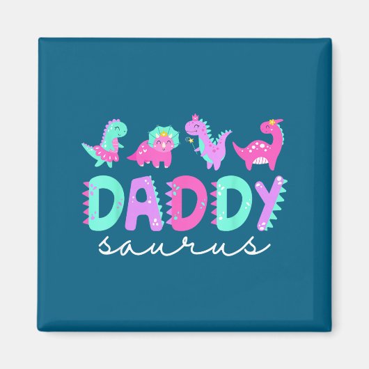 Cute Daddy Saurus Dad Dinosaur Birthday Boy Girl F Magneet (Voorkant)