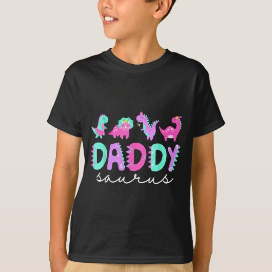 Cute Daddy Saurus Dad Dinosaur Birthday Boy Girl F T-shirt (Voorkant)