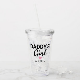 Cute Daddys Girl Pink Heart, speciaal voor Kindere Acryl Drinkbeker