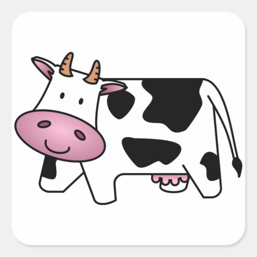 Cute Dairy Koe Vierkante Sticker (Voorkant)