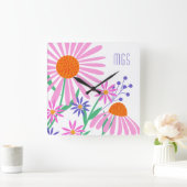 Cute Daisies aangepaste monogram klok (Huis)