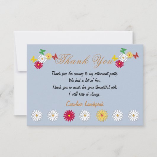 Cute Daisies & Butterflies Happy Retirement Bedank Notitiekaartje (Voorkant)