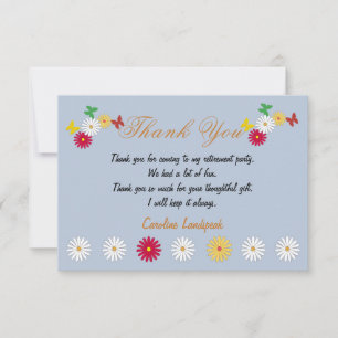 Cute Daisies & Butterflies Happy Retirement Bedank Notitiekaartje