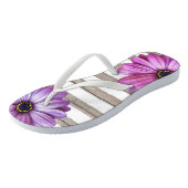 Cute Daisies Wood White Stripes Voeg naam toe Teenslippers (Schuin)