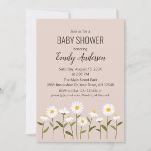 Cute Daisy Baby Shower Uitnodiging in Roze