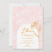 Cute Daisy Birthday Party Invitation Kaart (Voorkant)