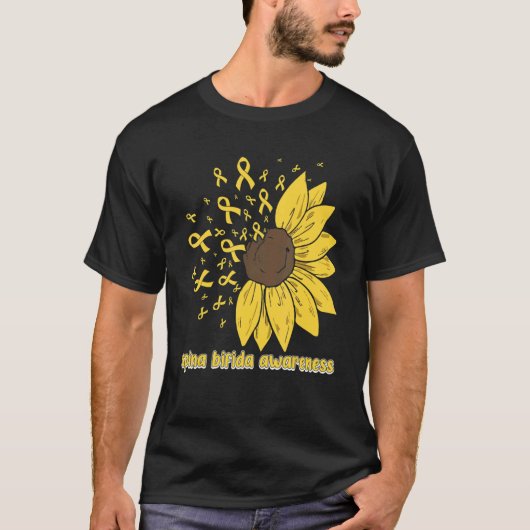 Cute Daisy Butterfly Yellow Ribbon Spina Bifida Aw T-shirt (Voorkant)