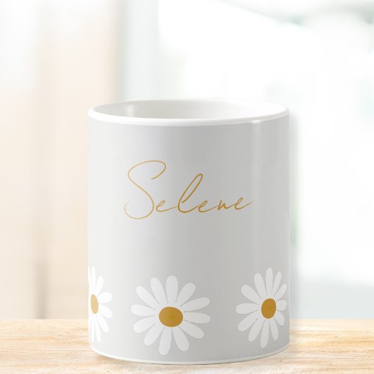 Cute daisy ceramic mug, Daisy cappuccino cup  Koffiemok
