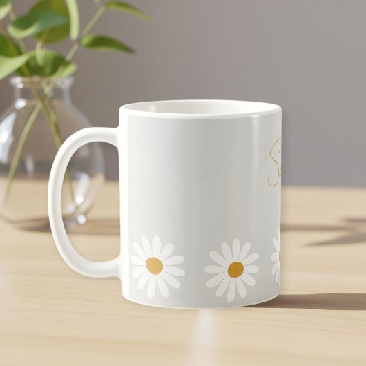 Cute daisy ceramic mug, Daisy cappuccino cup  Koffiemok