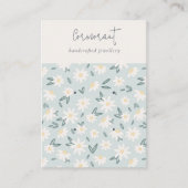 Cute Daisy Flora Aqua Blue Script 2 Earner Holder Visitekaartje (Voorkant)
