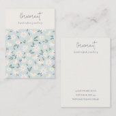 Cute Daisy Flora Aqua Blue Script 2 Earner Holder Visitekaartje (Voorkant / Achterkant)