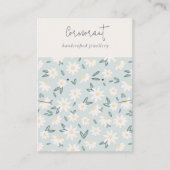 Cute Daisy Flora Aqua Blue Script Earning Ketting Visitekaartje (Voorkant)