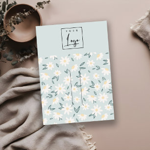 Cute Daisy Floral Aqua Blue Logo Hair Clip Holder Visitekaartje