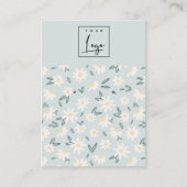 Cute Daisy Floral Aqua Blue Logo Visitekaartje (Voorkant)