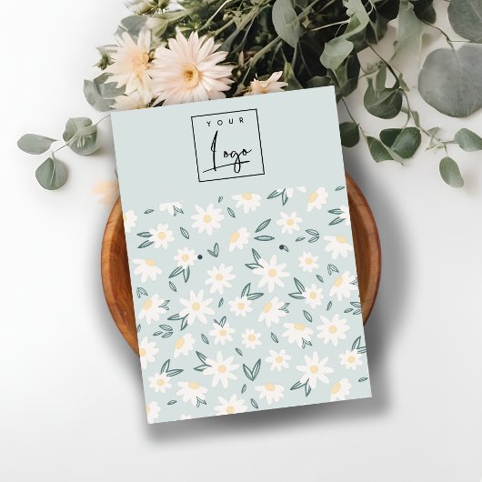 Cute Daisy Floral Aqua Blue Logo Visitekaartje