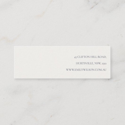 Cute Daisy Floral Aqua Blue Script Earding Holder Mini Visitekaartje (Achterkant)