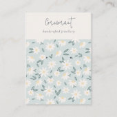 Cute Daisy Floral Aqua Blue Script Earding Holder Visitekaartje (Voorkant)