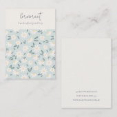 Cute Daisy Floral Aqua Blue Script Earding Holder Visitekaartje (Voorkant / Achterkant)