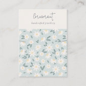 Cute Daisy Floral Aqua Blue Script Ketting Holder Visitekaartje (Voorkant)