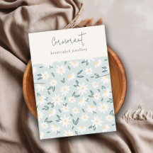 Cute Daisy Floral Aqua Blue Script Ketting Holder